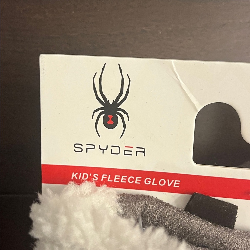 Spyder Fleece Winter Gloves cream gray Tech Kids Size 10-16 Boys or Girls L/XL - Picture 9 of 11